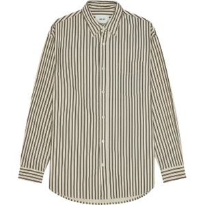 NN.07 Heren overhemd lange mouw ecru (Maat: S) - Streep