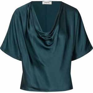 Modström Dames blouse groen (Maat: S) - Effen - Halslijn: Watervalhals,