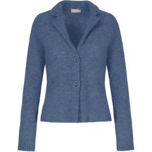 No man's land Dames vest blauw (Maat: M) - Effen - Halslijn: Revers,