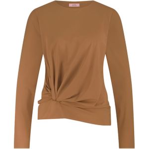 Studio Anneloes Top beige (Maat: XS) - Effen - Halslijn: Ronde hals,