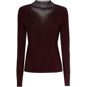 Caroline Biss - Pull - Bordeaux - Glitter - Lange Mouw - Opstaande Kraag