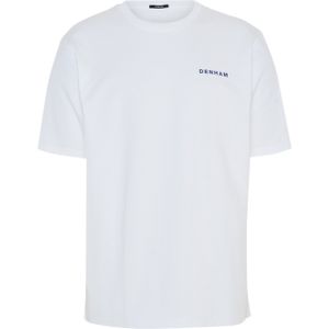 Denham T-shirt wit (Maat: M) - Tekst - Halslijn: Ronde hals,