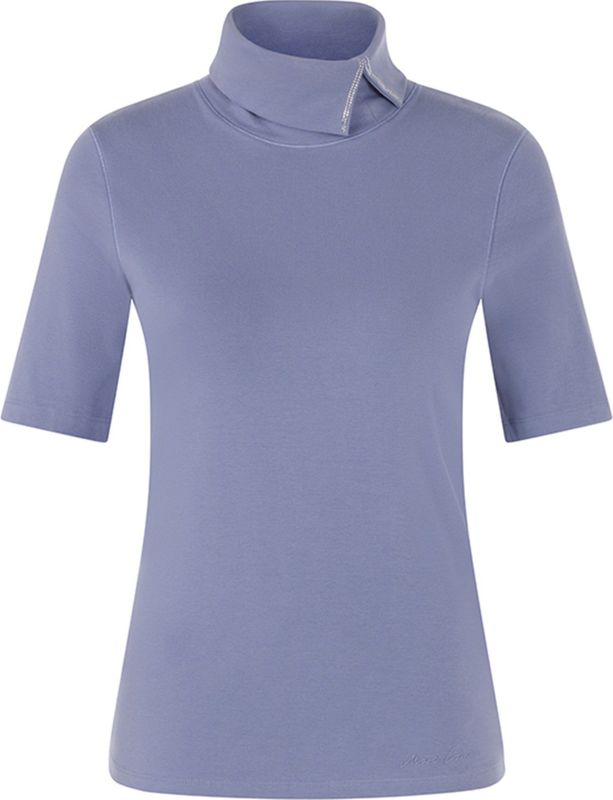 Marc Cain - Nauwsluitend T-shirt - Katoenmix - Col met Split - 1/2-mouw