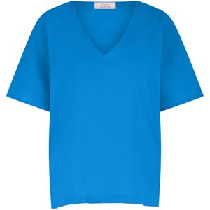 Studio Anneloes Dames t-shirt blauw (Maat: XS) - Effen - Halslijn: V-hals,
