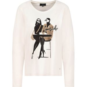 Monari Dames longsleeve beige (Maat: 36) - Fotoprint - Halslijn: Ronde hals,