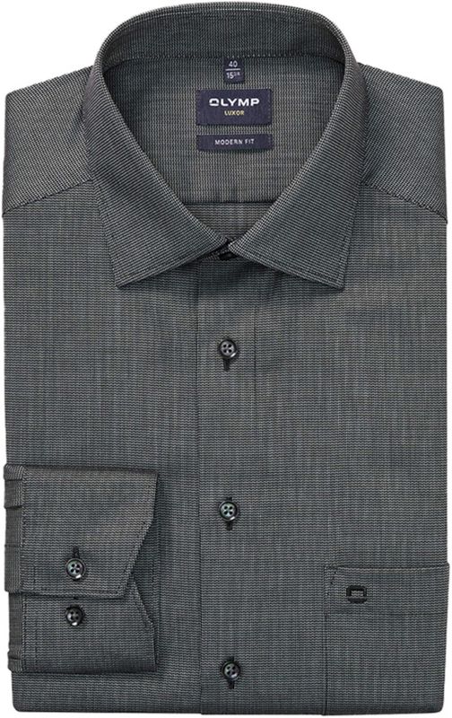 Olymp - Overhemd - Grijs - Geprint - Katoen
