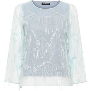Bruuns Bazaar Blouse blauw (Maat: 36) - Glitter - Halslijn: Ronde hals,