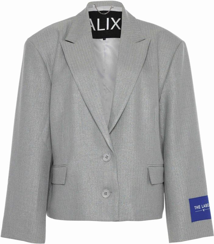 Alix the Label - Coated Herringbone Blazer - Grijs - Blazer