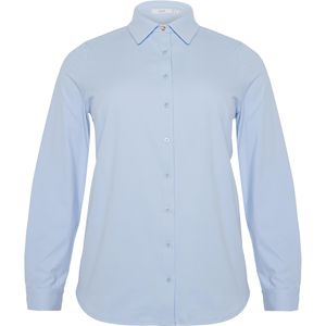 Yest Curve Blouse blauw (Maat: 50) - Effen - Halslijn: Polokraag,