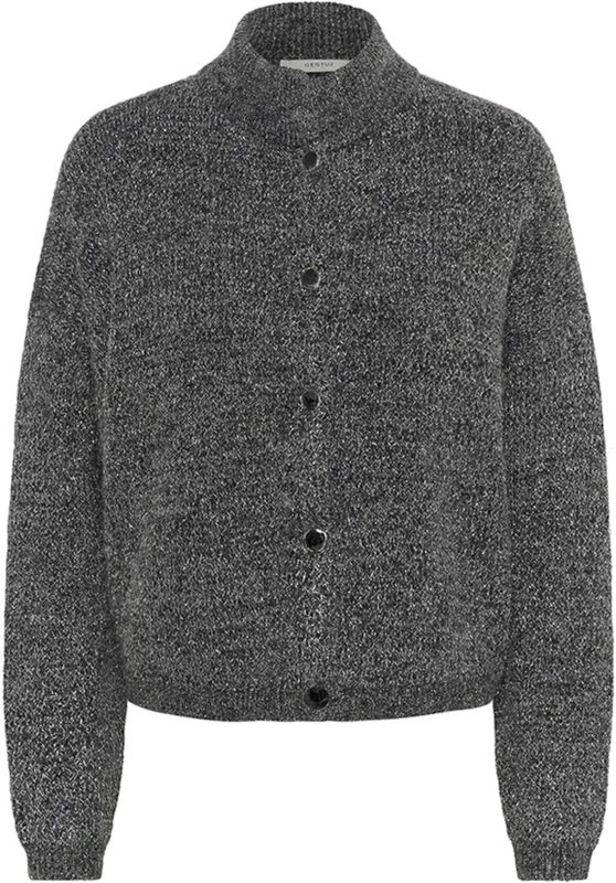 Gestuz - Cardigan - Grijs - Houtskool Melange - Met Lurex Accenten