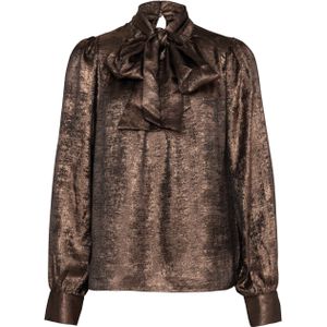 Aaiko - Top - Bruin - Lange Mouw - QUINTY BOW PES 50