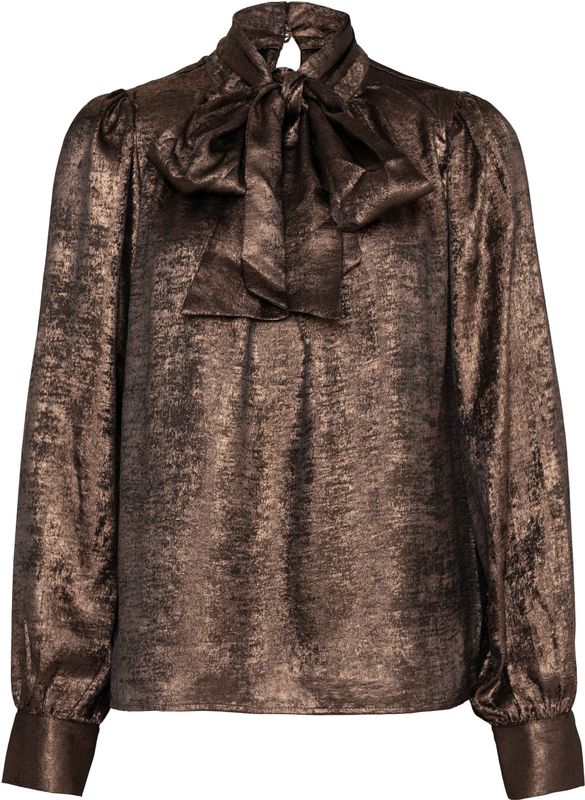 Aaiko - Top - Bruin - Lange Mouw - QUINTY BOW PES 50