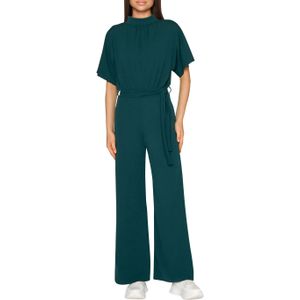 Sisters Point Girl-ju jumpsuit groen (Maat: M) - Effen - Halslijn: Opstaande kraag,