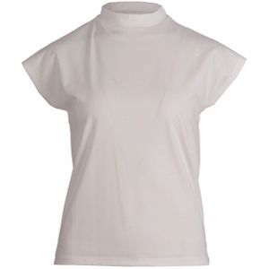 Enjoy Top ecru (Maat: S) - Effen - Halslijn: Opstaande kraag,