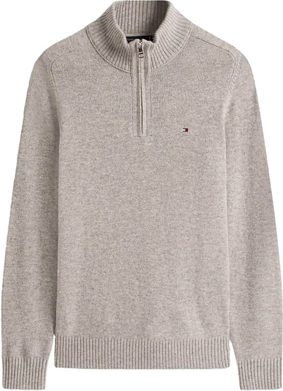 Tommy Hilfiger Trui met rits grijs (Maat: S) - Mélange - Halslijn: Opstaande kraag met rits,