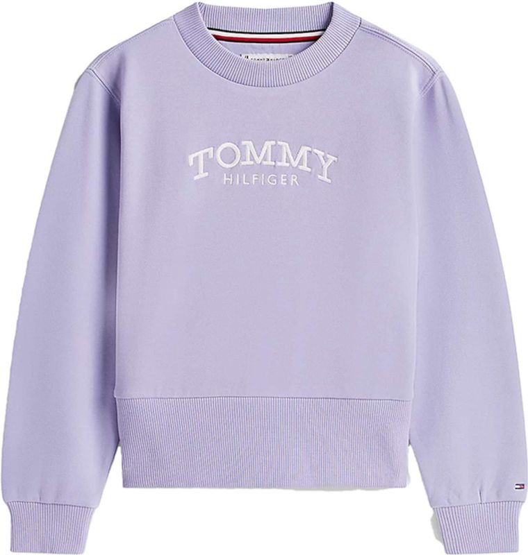Tommy Hilfiger Meisje HIGH RIB HEM CREW NECK KG0KG08989 Pullover Sweatshirt, BLAUW (Maagdenpalm Dusk), 3 jaar, Blauw (Maagdenpalm Schemering), 3 jaar