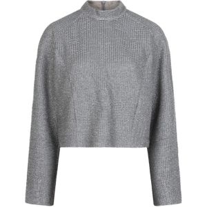 Dante6 Dames top zilver (Maat: M) - Halslijn: Opstaande kraag,