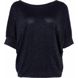 Karma Koma Dames trui blauw (Maat: Onesize) - Glitter - Halslijn: Boothals,