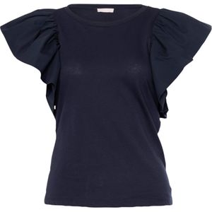Liu Jo T-shirt blauw (Maat: L) - Effen - Halslijn: Ronde hals,