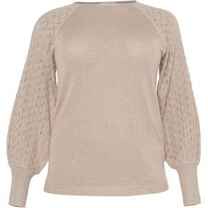 Only Carmakoma Trui beige (Maat: 50-52) - Glitter - Halslijn: Ronde hals,