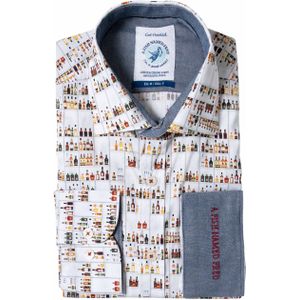 A Fish Named Fred Heren overhemd lange mouw ecru (Maat: 3XL)