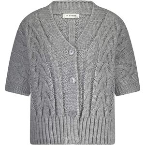 In Shape Dames vest grijs (Maat: S-M) - MélangeKabelpatroon - Halslijn: V-hals,