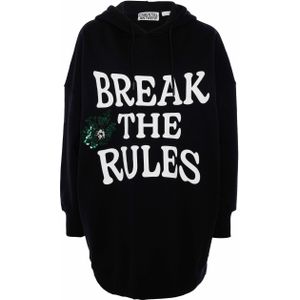 Essentiel Antwerp Dames jurk zwart (Maat: 38) - Tekst - Halslijn: Capuchon,