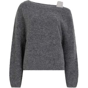 Dante6 Dames trui grijs (Maat: XL) - Effen - Halslijn: One shoulder,