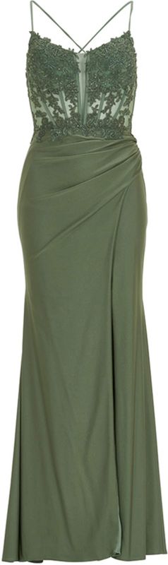 Heykyla Dames jurk groen (Maat: 34) - Glitter - Halslijn: V-hals,