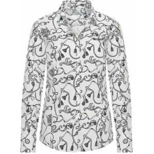 HV Society Dames blouse blauw (Maat: 36) - Halslijn: Polokraag,