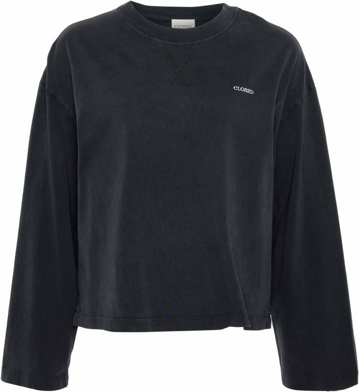 Closed Longsleeve zwart (Maat: S) - Effen - Halslijn: Ronde hals,
