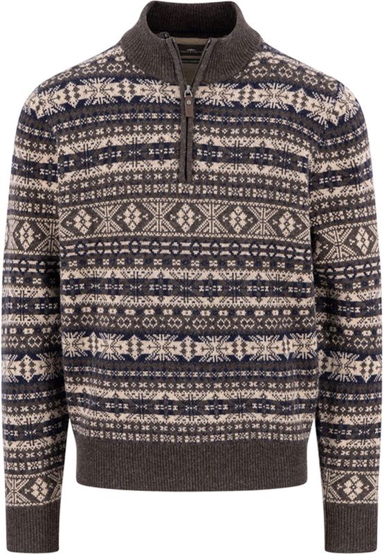Fynch Hatton - 1510365 - Half Rits Trui - Wol - Noors Patroon