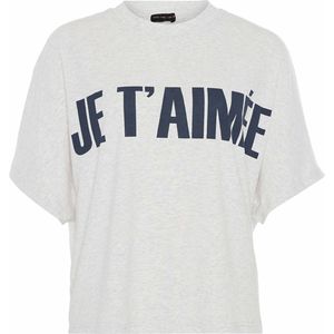 Aimée the Label Dames t-shirt grijs (Maat: XL) - TekstMélange - Halslijn: Ronde hals,