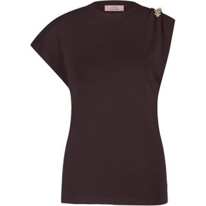 Studio Anneloes Dames top bruin (Maat: XS) - Effen - Halslijn: Ronde hals,