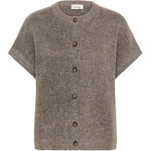 My Essential Wardrobe Dames vest bruin (Maat: XXL) - Effen - Halslijn: Ronde hals,