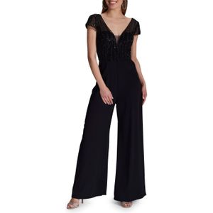 Heykyla Jumpsuit mit Stickerei und kleinem dames jumpsuit zwart (Maat: 36) - Glitter - Halslijn: V-hals,