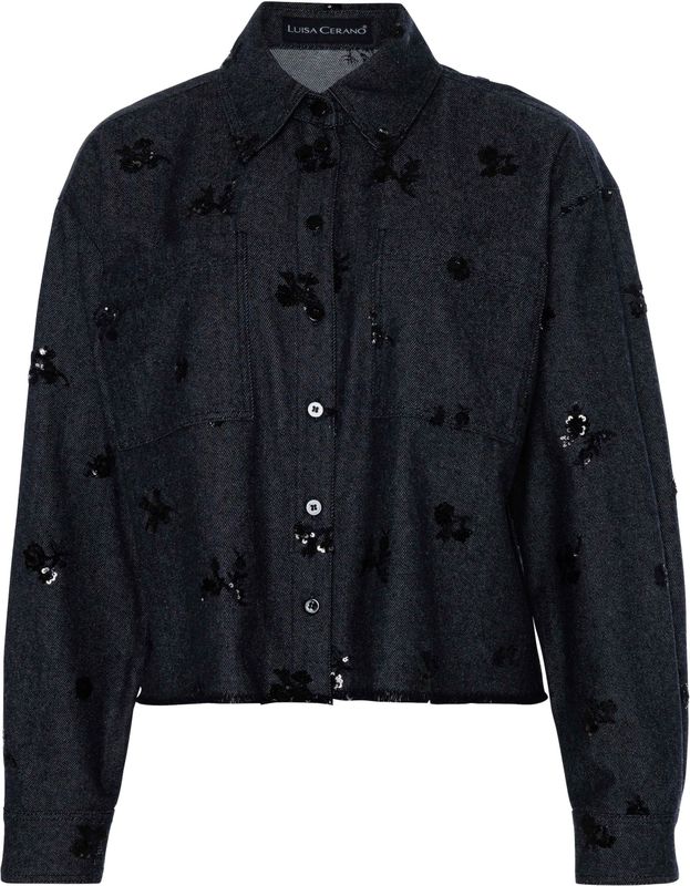 Luisa Cerano - Sequin Denim Shirt - Grijs - Dames