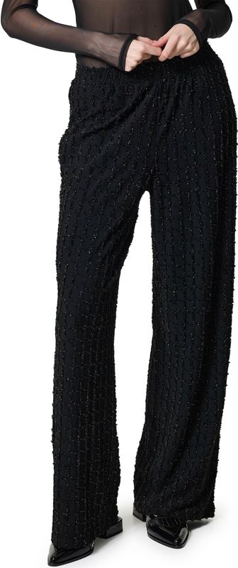 Only - Onlines Life Wide Glitter Pant JRS - Broeken - Zwart - Wijde Pijp - Glitterfinish