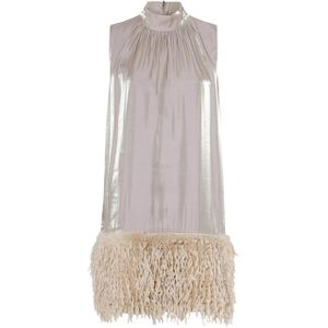 Bruuns Bazaar Dames jurk goud (Maat: 36) - Metallic - Halslijn: Opstaande kraag,