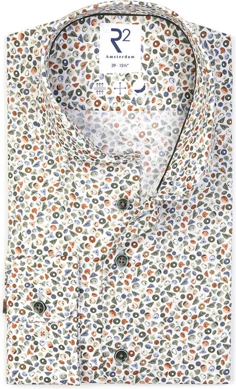 R2 Amsterdam Overhemd lange mouw multicolor (Maat: 38)