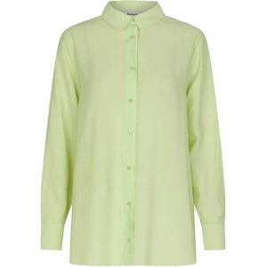 Modström Blouse groen (Maat: M) - Effen - Halslijn: Kraag,