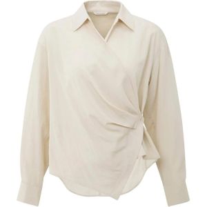 YAYA - Dames Blouse - Beige - Fitted Wrap Blouse - Polokraag