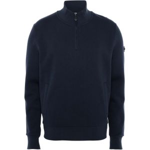 Peuterey Trui met rits blauw (Maat: 2XL) - Effen - Halslijn: Opstaande kraag met rits,
