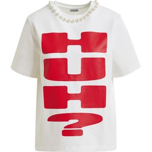 Essentiel Antwerp Dames t-shirt ecru (Maat: 38) - Fotoprint - Halslijn: Ronde hals,