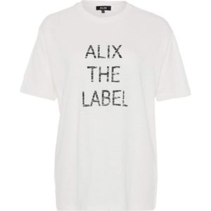 Alix The Label T-shirt ecru (Maat: XS) - Tekst - Halslijn: Ronde hals,