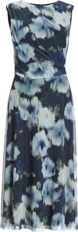 Cocktailjurk van soepele stof met ronde hals