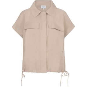 Dante6 Blouse beige (Maat: 40) - Effen - Halslijn: Kraag,