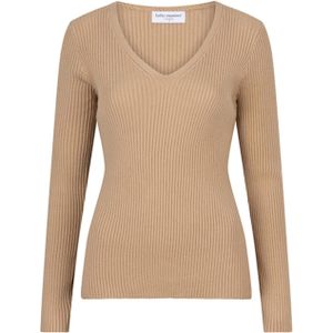 Lofty Manner Trui beige (Maat: L) - Effen - Halslijn: V-hals,