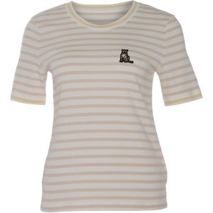 Marc Cain Dames t-shirt ecru (Maat: 36) - Streep - Halslijn: Ronde hals,