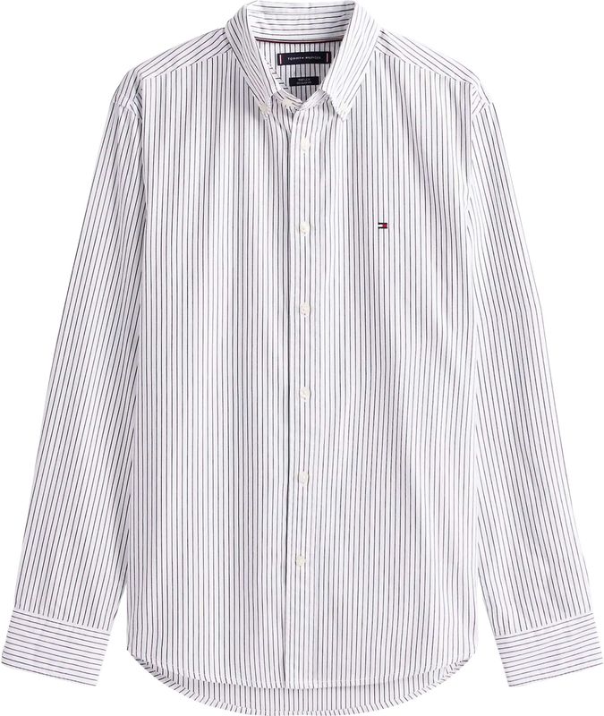 TOMMY HILFIGER - Overhemd - Marine/Wit - Gestreept - Lange Mouw
